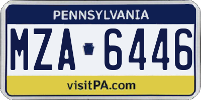 PA license plate MZA6446