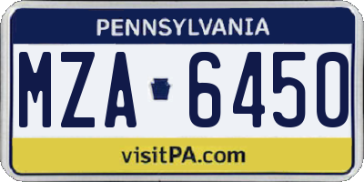 PA license plate MZA6450