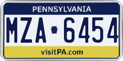PA license plate MZA6454
