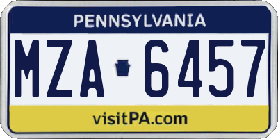 PA license plate MZA6457