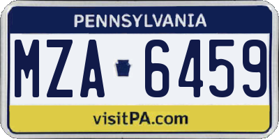 PA license plate MZA6459