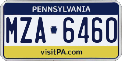 PA license plate MZA6460