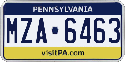 PA license plate MZA6463