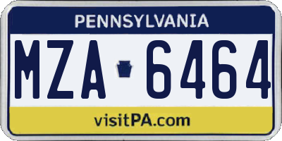 PA license plate MZA6464