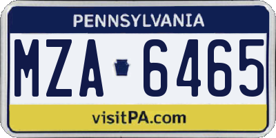 PA license plate MZA6465