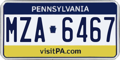 PA license plate MZA6467
