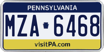 PA license plate MZA6468