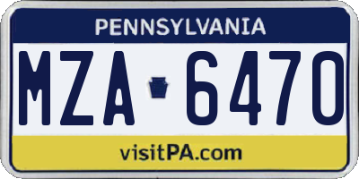 PA license plate MZA6470