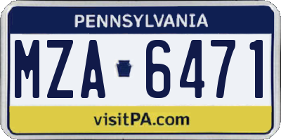 PA license plate MZA6471
