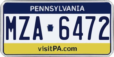 PA license plate MZA6472
