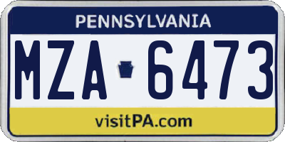 PA license plate MZA6473