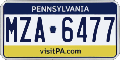 PA license plate MZA6477