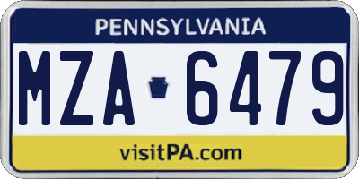 PA license plate MZA6479