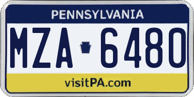 PA license plate MZA6480