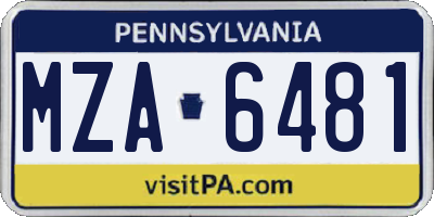 PA license plate MZA6481