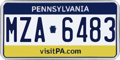 PA license plate MZA6483