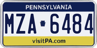 PA license plate MZA6484