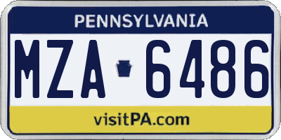 PA license plate MZA6486