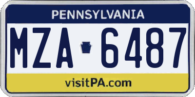 PA license plate MZA6487