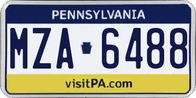 PA license plate MZA6488