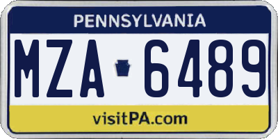 PA license plate MZA6489