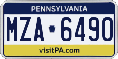 PA license plate MZA6490