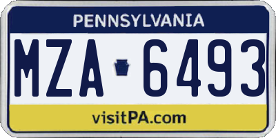 PA license plate MZA6493