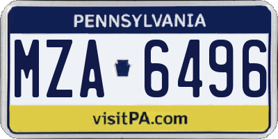 PA license plate MZA6496