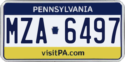 PA license plate MZA6497