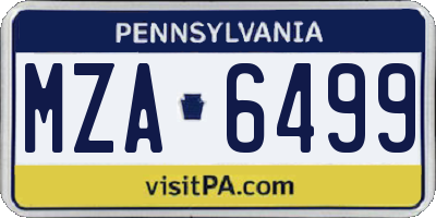 PA license plate MZA6499