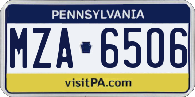 PA license plate MZA6506
