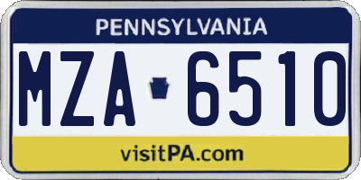PA license plate MZA6510