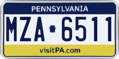 PA license plate MZA6511