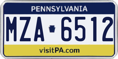 PA license plate MZA6512
