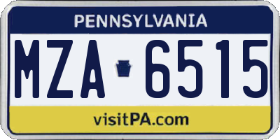 PA license plate MZA6515