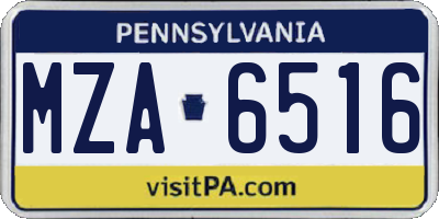 PA license plate MZA6516