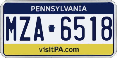 PA license plate MZA6518