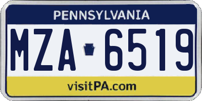 PA license plate MZA6519