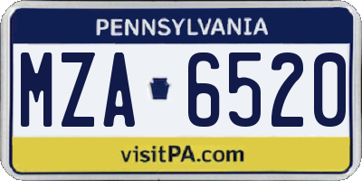 PA license plate MZA6520