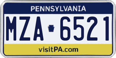 PA license plate MZA6521