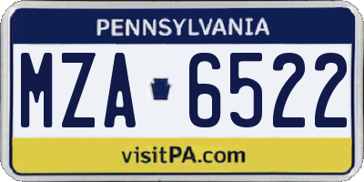 PA license plate MZA6522