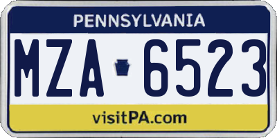PA license plate MZA6523