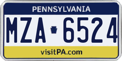 PA license plate MZA6524