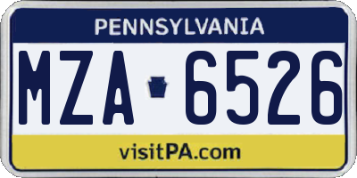 PA license plate MZA6526