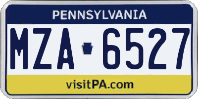 PA license plate MZA6527