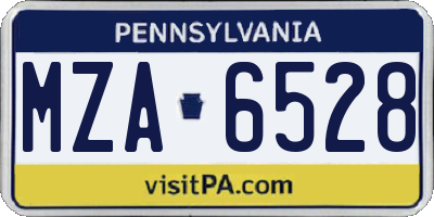 PA license plate MZA6528