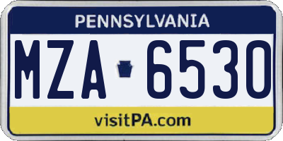 PA license plate MZA6530