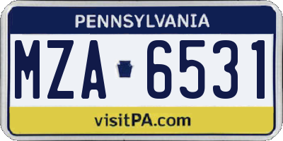 PA license plate MZA6531