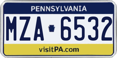 PA license plate MZA6532
