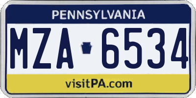 PA license plate MZA6534